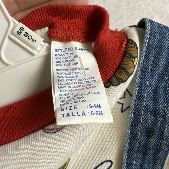 Vtg Baby Boy Baseball Overall Romper Outfit Hat Size 3-6 Months Retro Shortalls - Picture 6 of 6